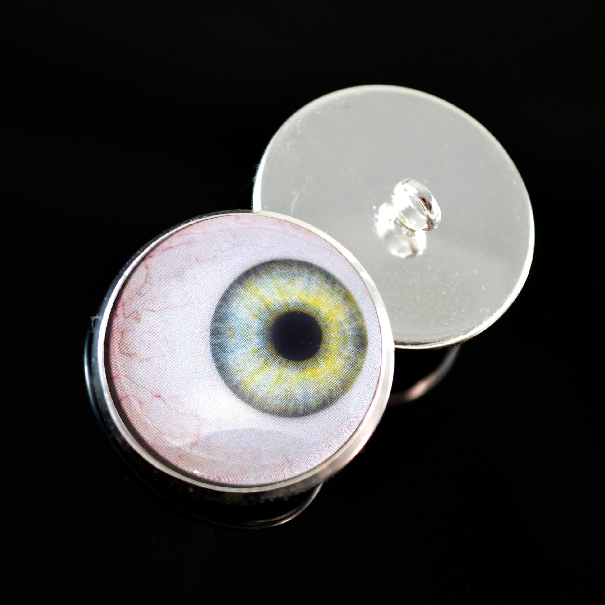 Side Glance Light Green Sew-On Button Glass Eyes - Prismatic Fiber Arts