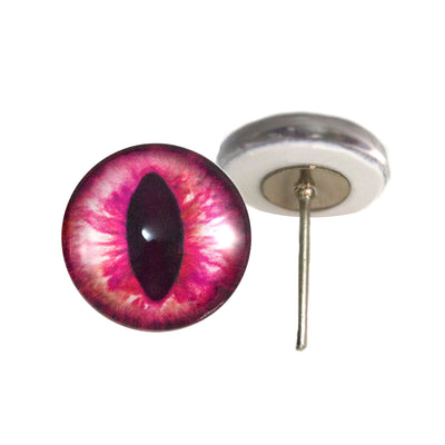 Hot Pink Cat Glass Eyes on Wire Pin Posts