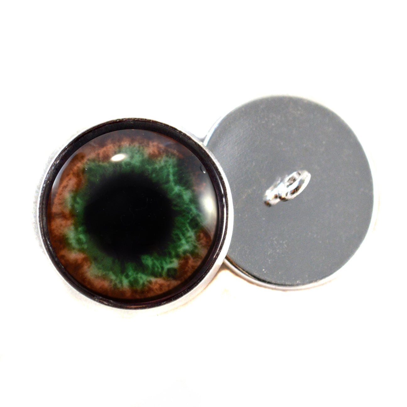 Brown and Green Human Inspired Sew-On Button Glass Eyes - Prismatic Fiber Arts