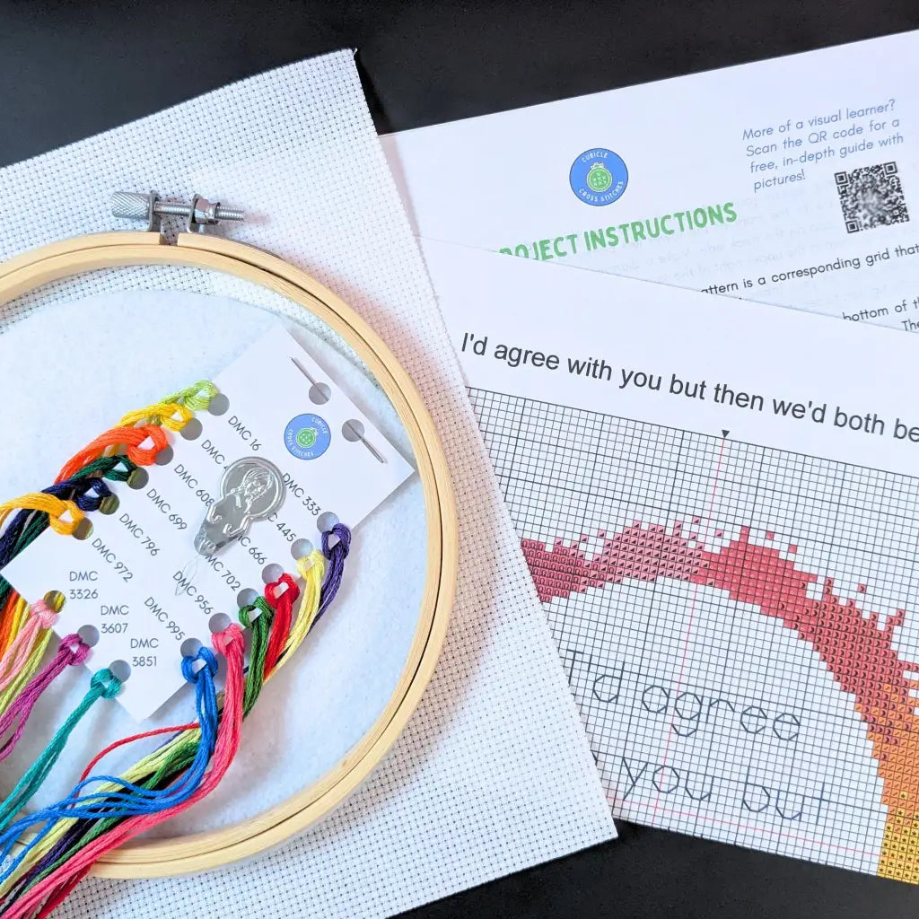 I'd agree with you but... Snarky Rainbow Cross Stitch Kit by Room for Calm - Prismatic Fiber Arts