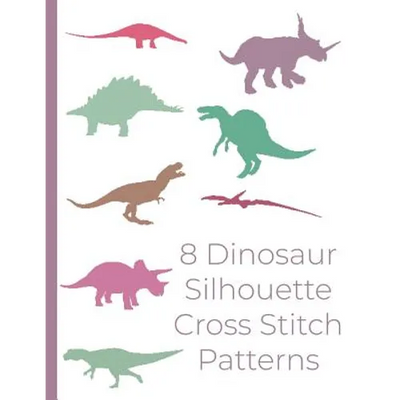 8 Dinosaur Silhouette Cross Stitch Patterns: Dinosaur cross stitch designs for wall art, home decor, pillows and more. Silhouette cross stitch designs
