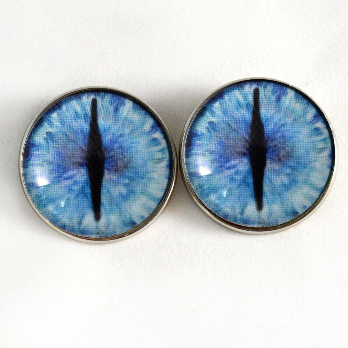 Blue Ice Dragon Sew-On Button Glass Eyes - Prismatic Fiber Arts