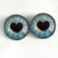 Light Blue Heart Pupil Sew-On Button Glass Eyes - Prismatic Fiber Arts