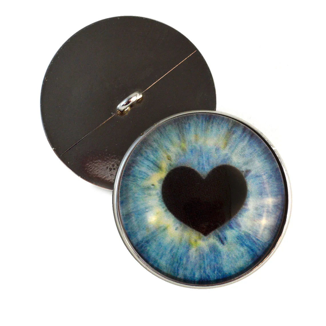 Light Blue Heart Pupil Sew-On Button Glass Eyes - Prismatic Fiber Arts