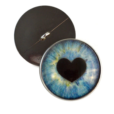 Light Blue Heart Pupil Sew-On Button Glass Eyes - Prismatic Fiber Arts