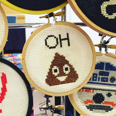 Oh Poop Emoji Counted Cross Stitch DIY KIT Beginner - Prismatic Fiber Arts