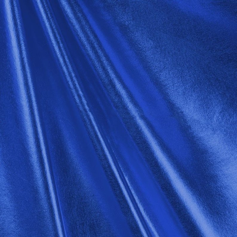 Metallic Lame Foil Spandex Knit Fabric | Royal Blue