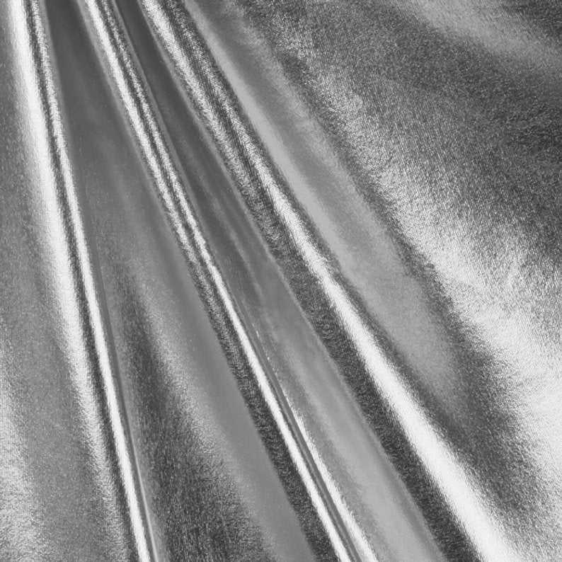 Metallic Lame Foil Spandex Knit Fabric | Silver - Prismatic Fiber Arts