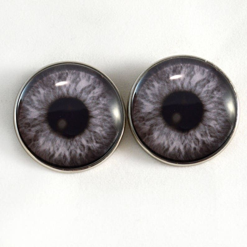 Black and White Gray Steampunk Sew-On Button Glass Eyes