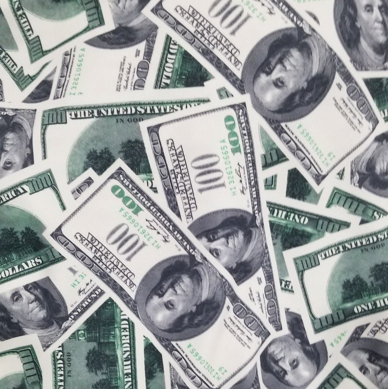 Nylon Spandex Swimwear Tricot Fabric | Dollar Bills Print 4-Way Stretch - Prismatic Fiber Arts