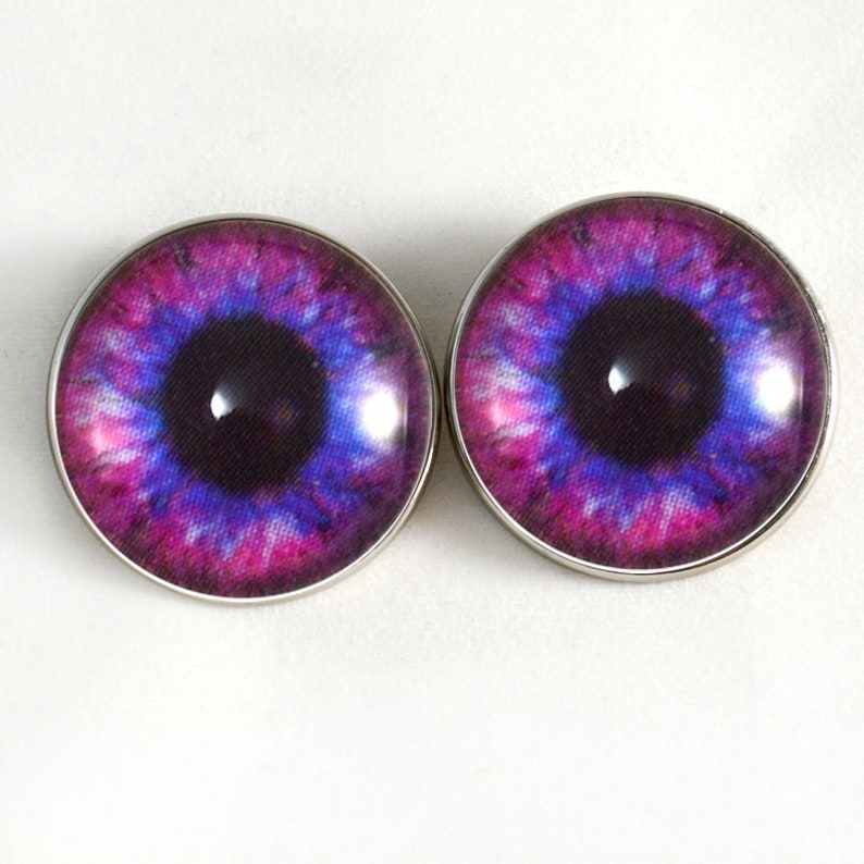 Blue and Pink Steampunk Sew-On Button Glass Eyes