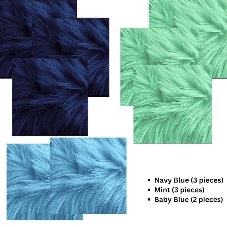 Faux Fur Square Fabric - 8 Pieces - 10" X 10" Inches Shaggy Fur Patches Fabric - Prismatic Fiber Arts