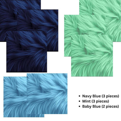 Faux Fur Square Fabric - 8 Pieces - 10" X 10" Inches Shaggy Fur Patches Fabric - Prismatic Fiber Arts