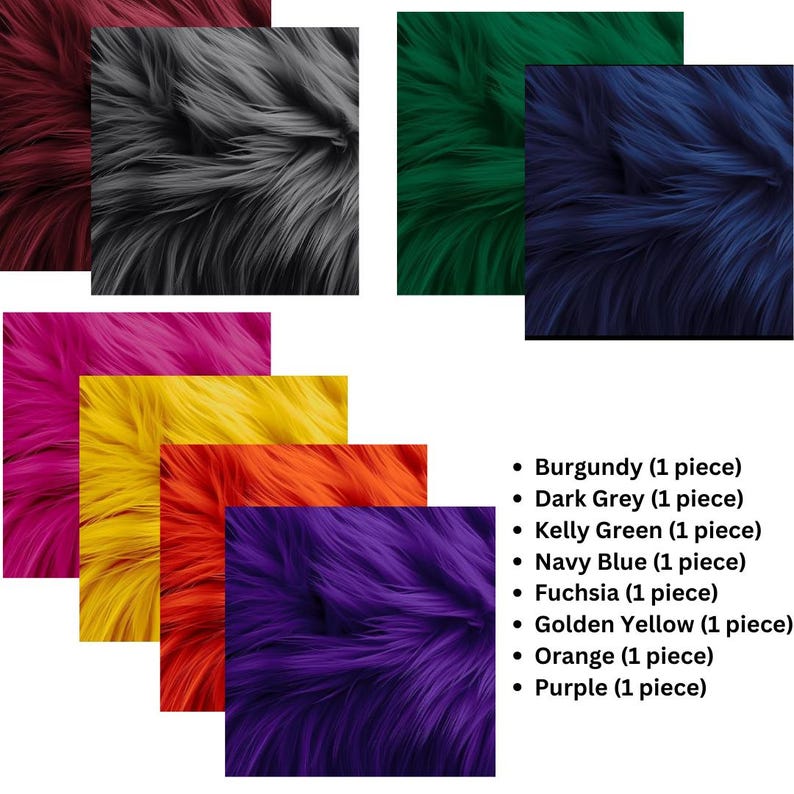 Faux Fur Square Fabric - 8 Pieces - 10" X 10" Inches Shaggy Fur Patches Fabric - Prismatic Fiber Arts