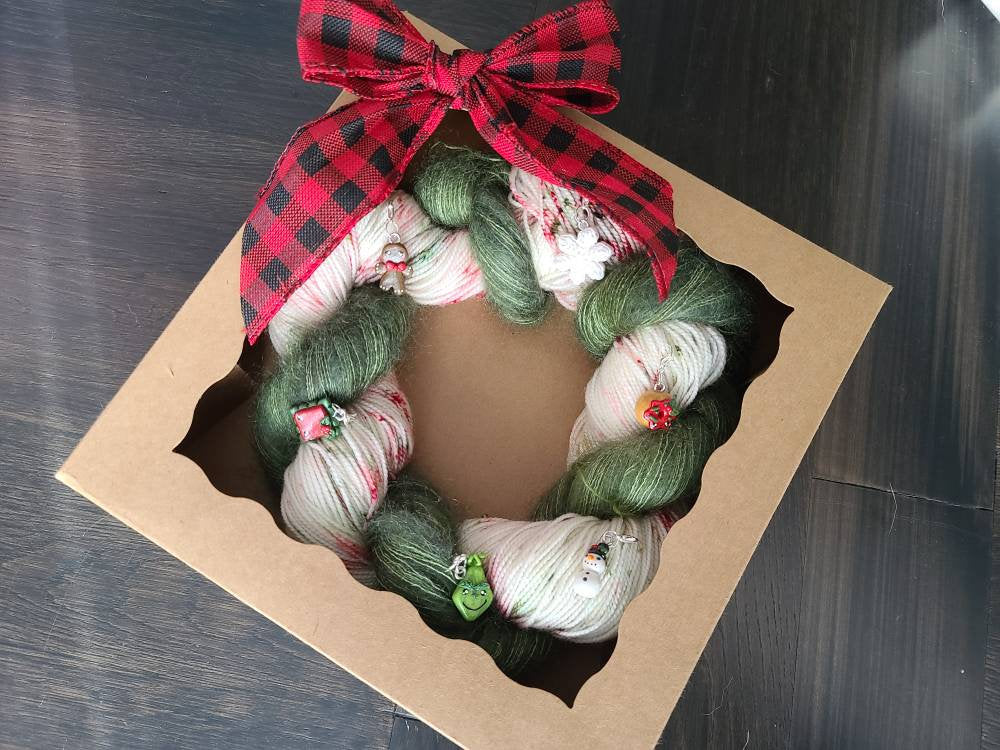 Holiday Yarn Wreath knit gift set - Prismatic Fiber Arts