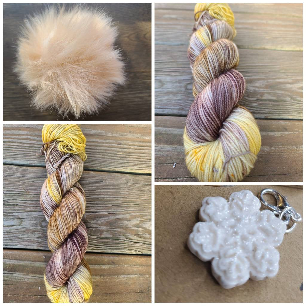 Woolen Winter Hat kits/pom/snowflake charm - Prismatic Fiber Arts