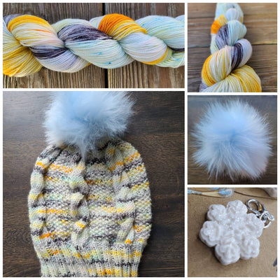 Woolen Winter Hat kits/pom/snowflake charm - Prismatic Fiber Arts