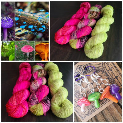 Enchanted Toadstools 3 skein kit - Prismatic Fiber Arts