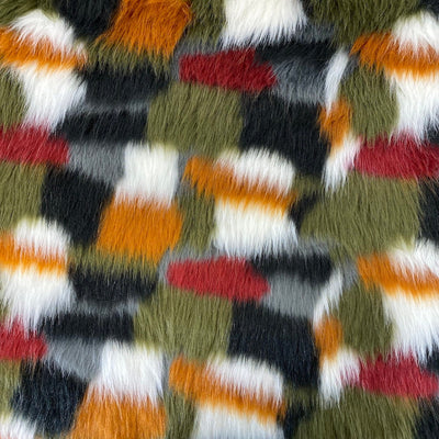 Multicolor Patchwork Faux Fur Fabric - Prismatic Fiber Arts