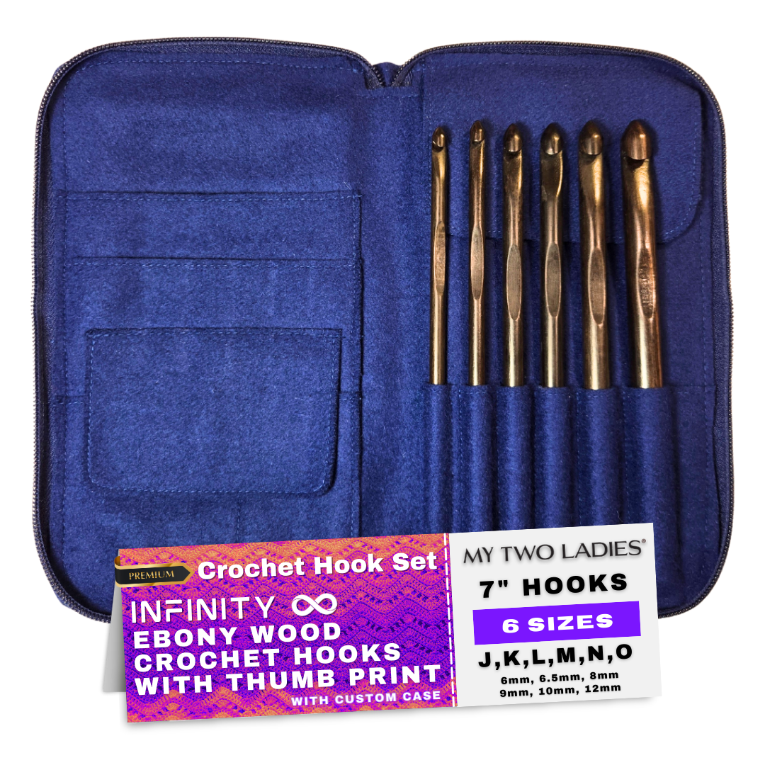 Infinity | Crochet Hook Set | Ebony | Sizes J, K, L, M, N, O | w/custom case - Prismatic Fiber Arts