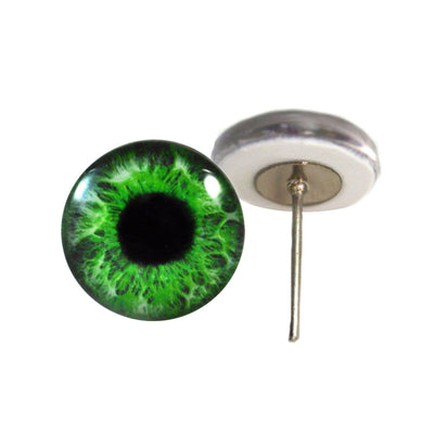Intense Green Human Glass Eyes on Wire Pin Posts