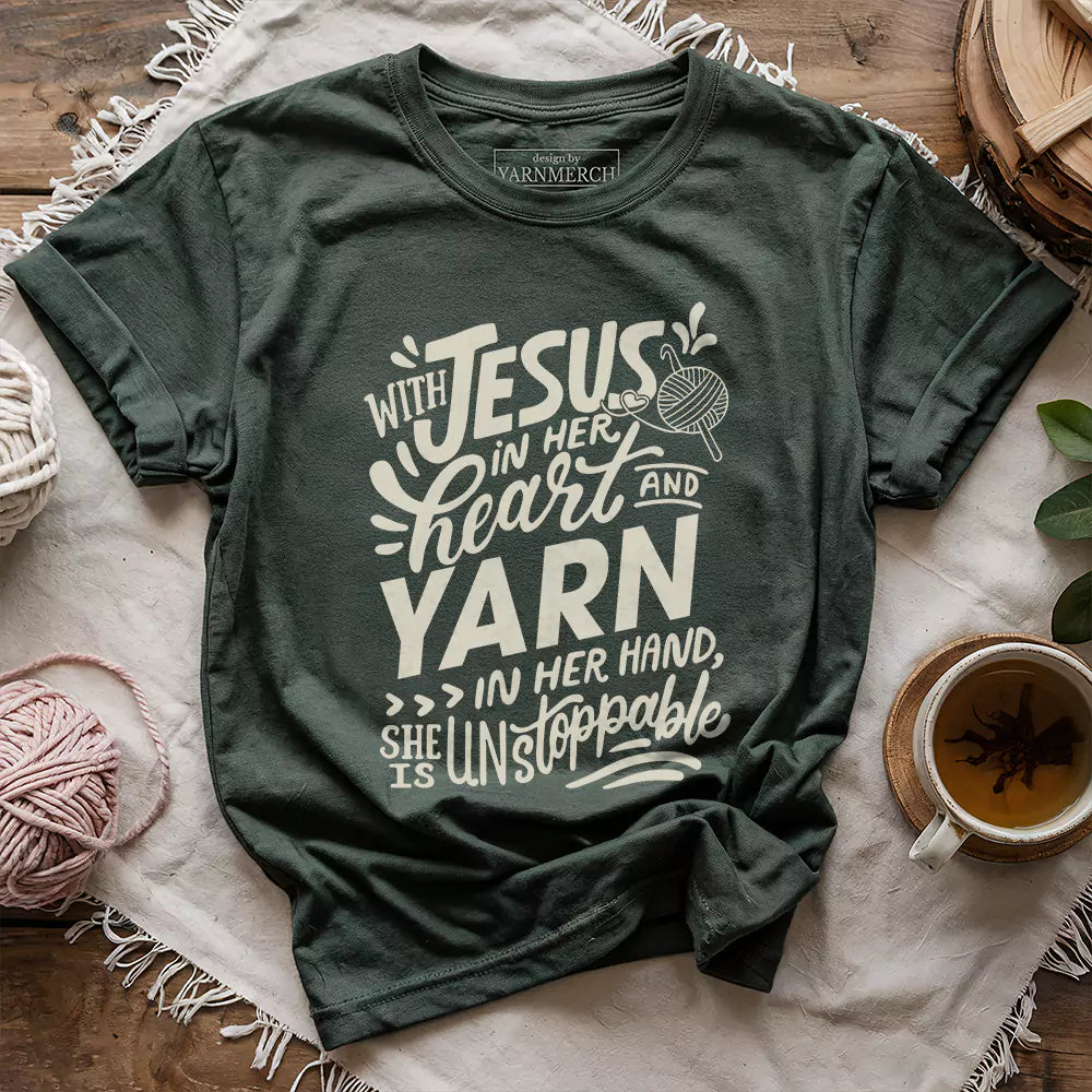 Jesus And Yarn T-shirt - Prismatic Fiber Arts
