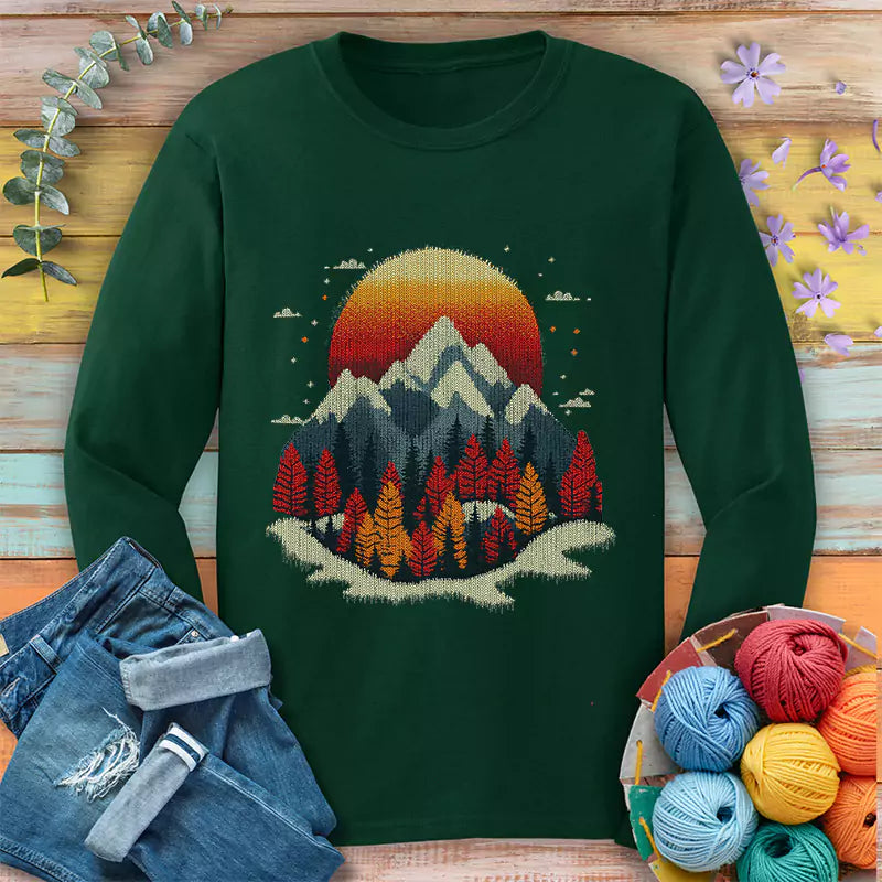 Knit Mountain Long Sleeve T-shirt - Prismatic Fiber Arts