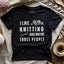 Knitting & 3 People t-shirt - Prismatic Fiber Arts
