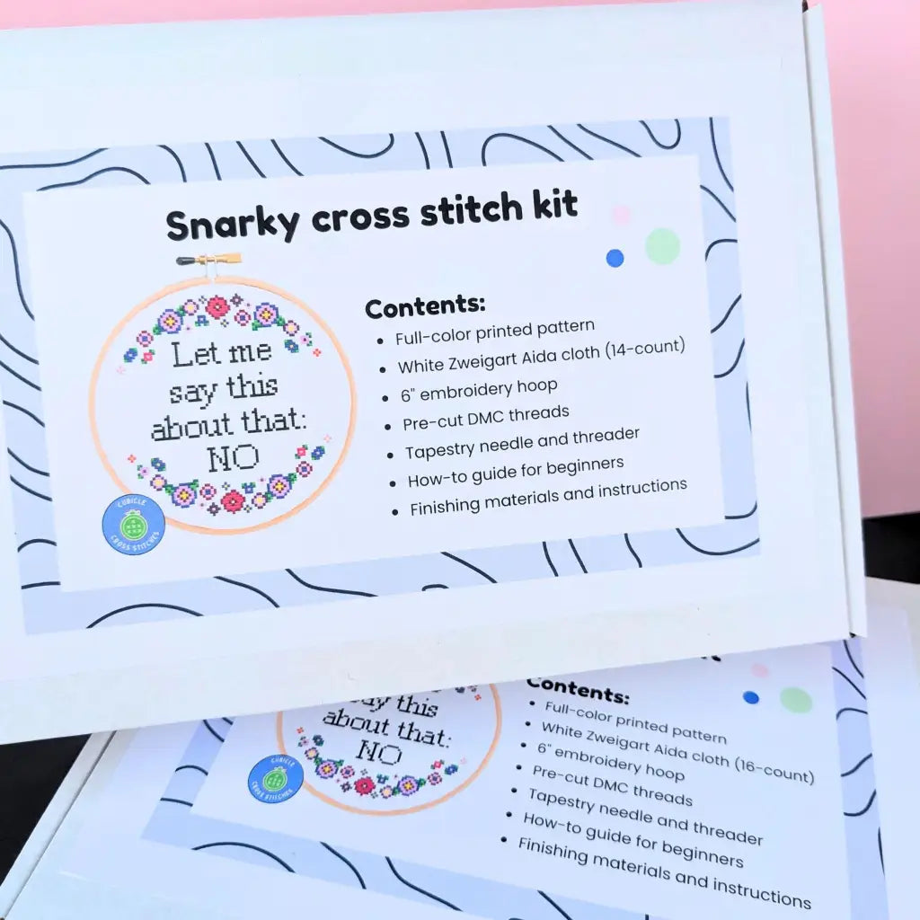 Let Me Say This About That - Subversive Self Care Cross Stitch Kit by Room for Calm - Prismatic Fiber Arts