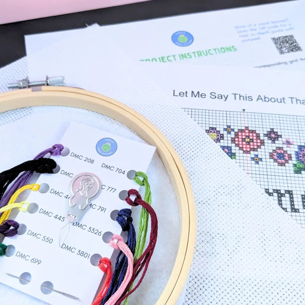 Let Me Say This About That - Subversive Self Care Cross Stitch Kit by Room for Calm - Prismatic Fiber Arts