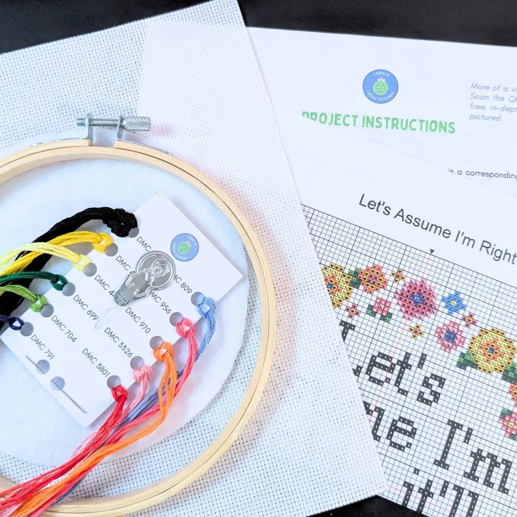 Let's Assume I'm Right - Snarky Floral Cross Stitch Kit by Room for Calm
