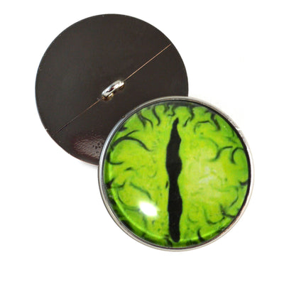 Lime Green Dragon Sew-On Button Glass Eyes - Prismatic Fiber Arts