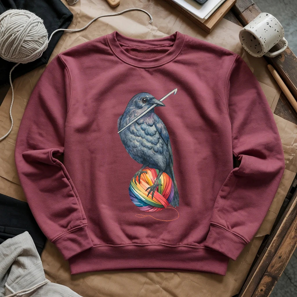 Crochet Crow Sweatshirt - Prismatic Fiber Arts