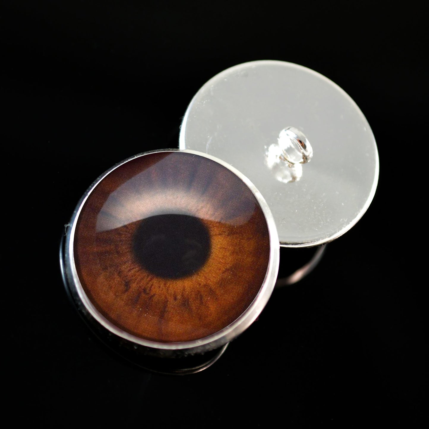 Medium Brown Human Inspired Sew-On Button Glass Eyes - Prismatic Fiber Arts