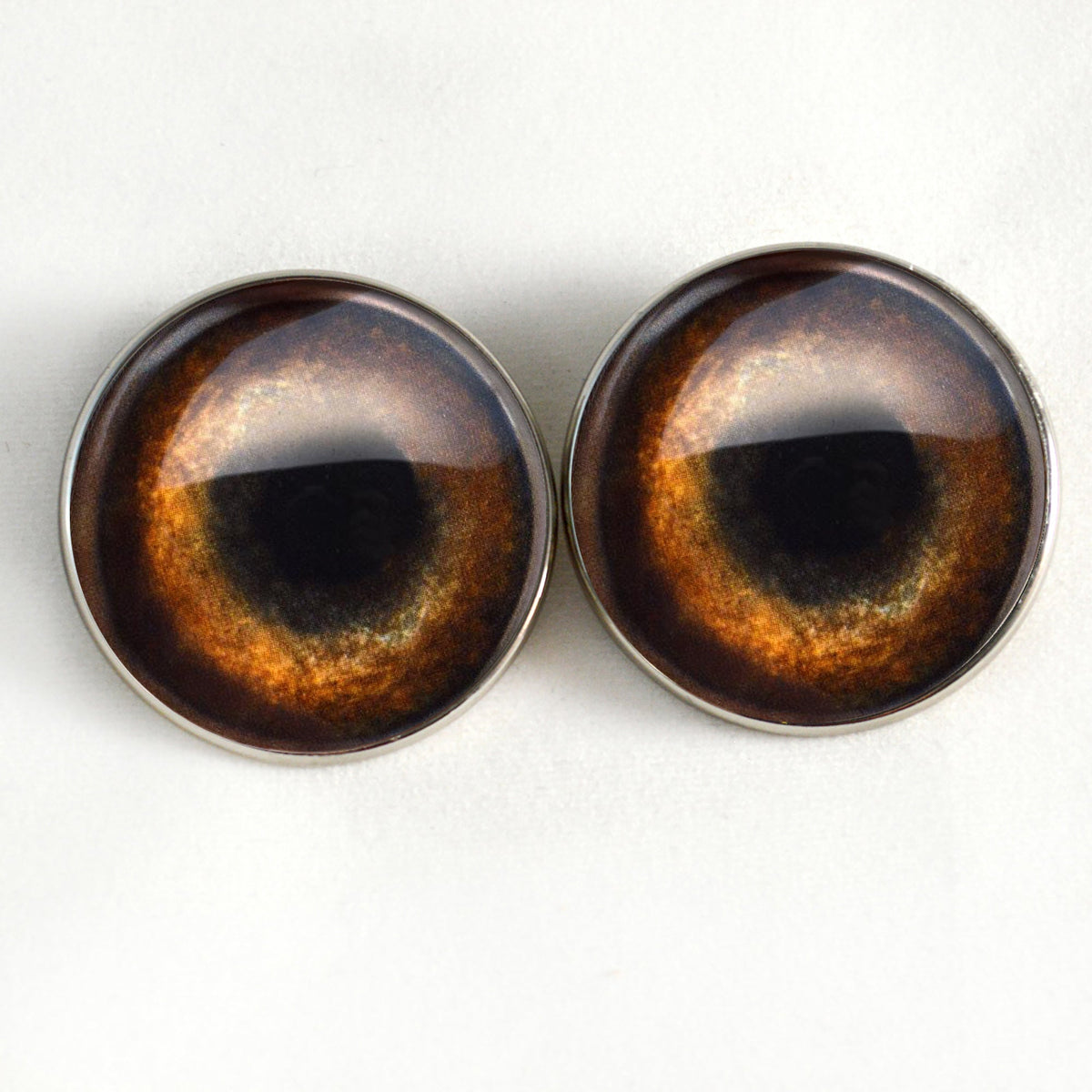 Medium Brown Dog Sew-On Button Glass Eyes - Prismatic Fiber Arts