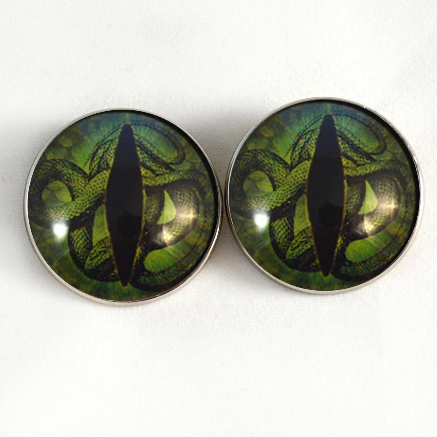 Medusa Snake Green Sew-On Button Glass Eyes - Prismatic Fiber Arts