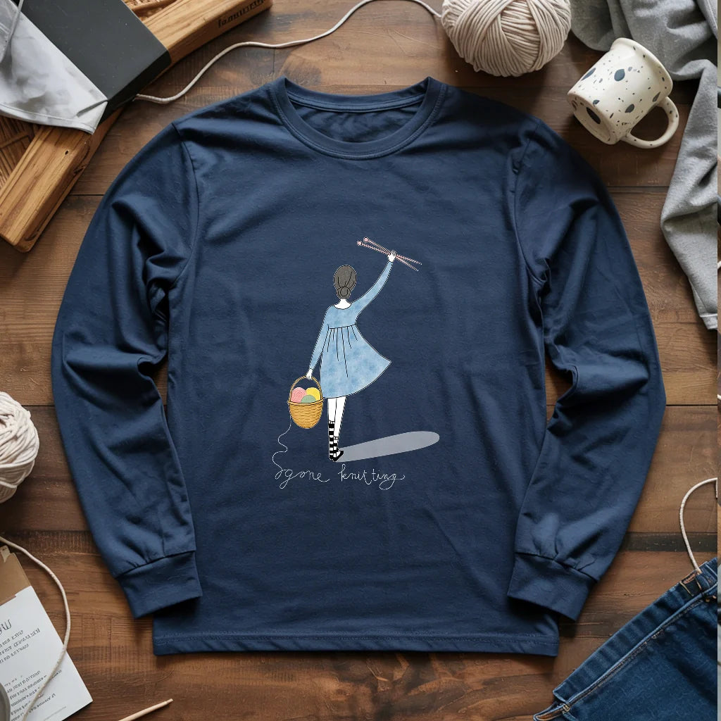 Gone Knitting Long Sleeve T-shirt - Prismatic Fiber Arts