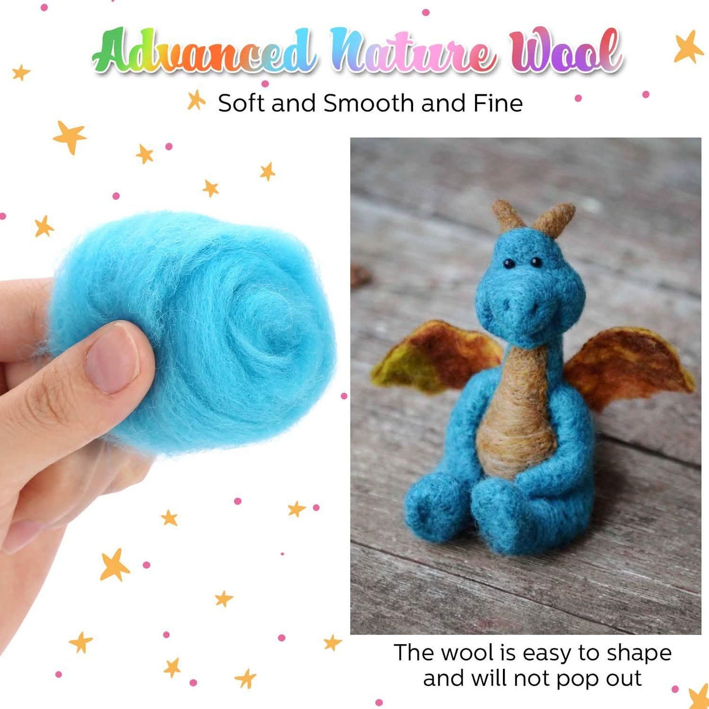 Needle Felting Kit with 24 Colors Wool - Prismatic Fiber Arts