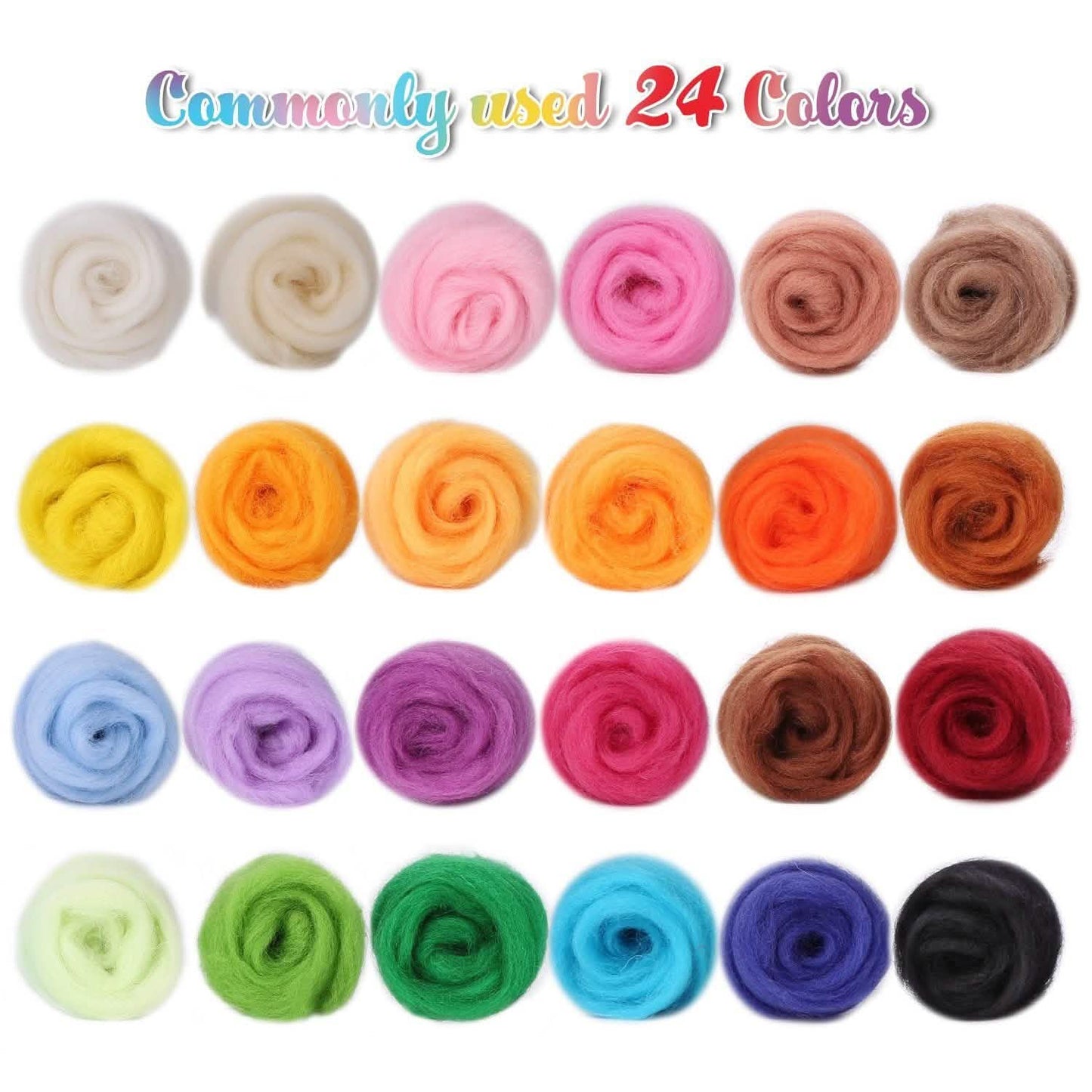 Needle Felting Kit with 24 Colors Wool - Prismatic Fiber Arts