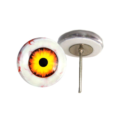 Nightmare Clown Yellow Orange Glass Eyes on Wire Pin Posts