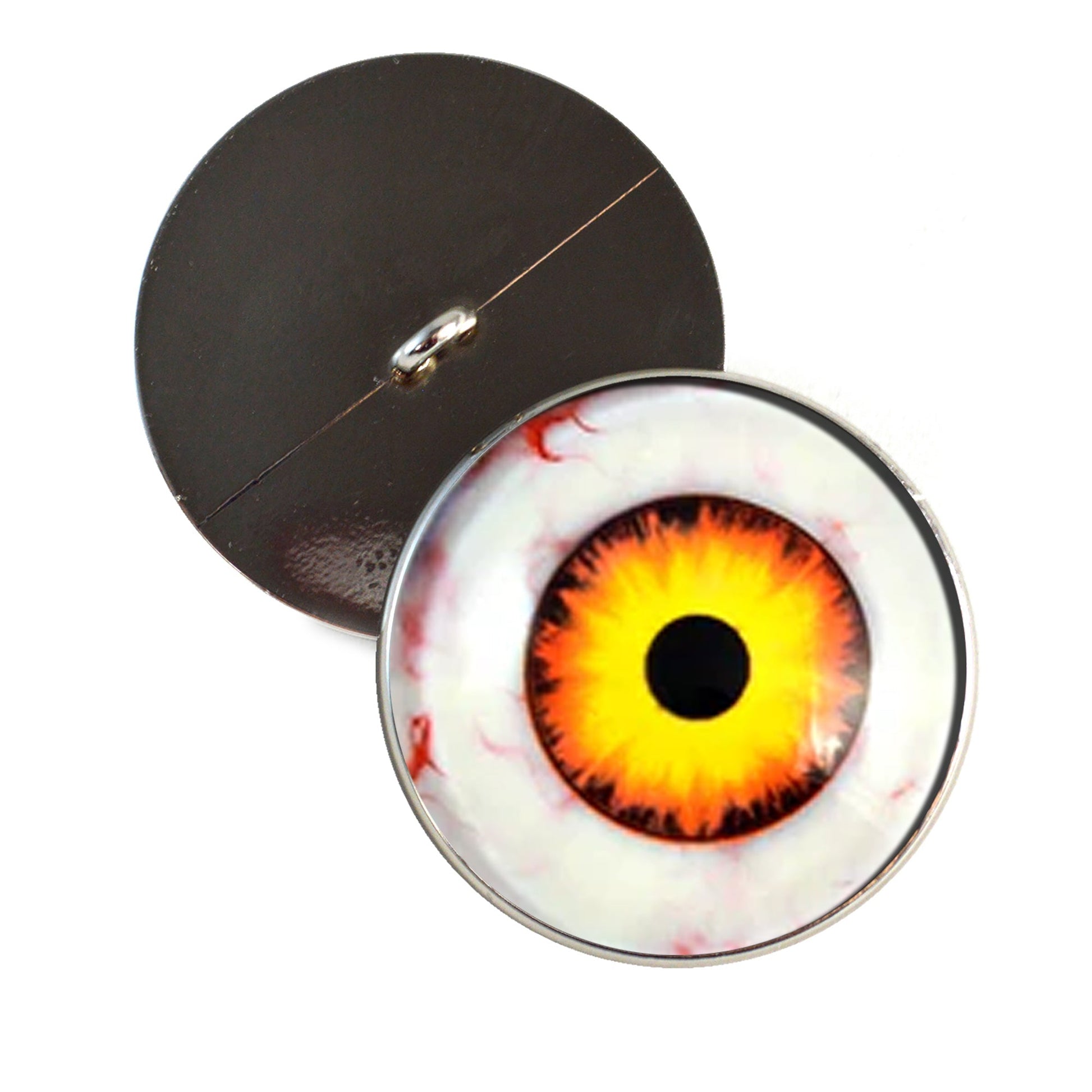 Nightmare Clown Yellow and Orange Sew-On Button Glass Eyes - Prismatic Fiber Arts