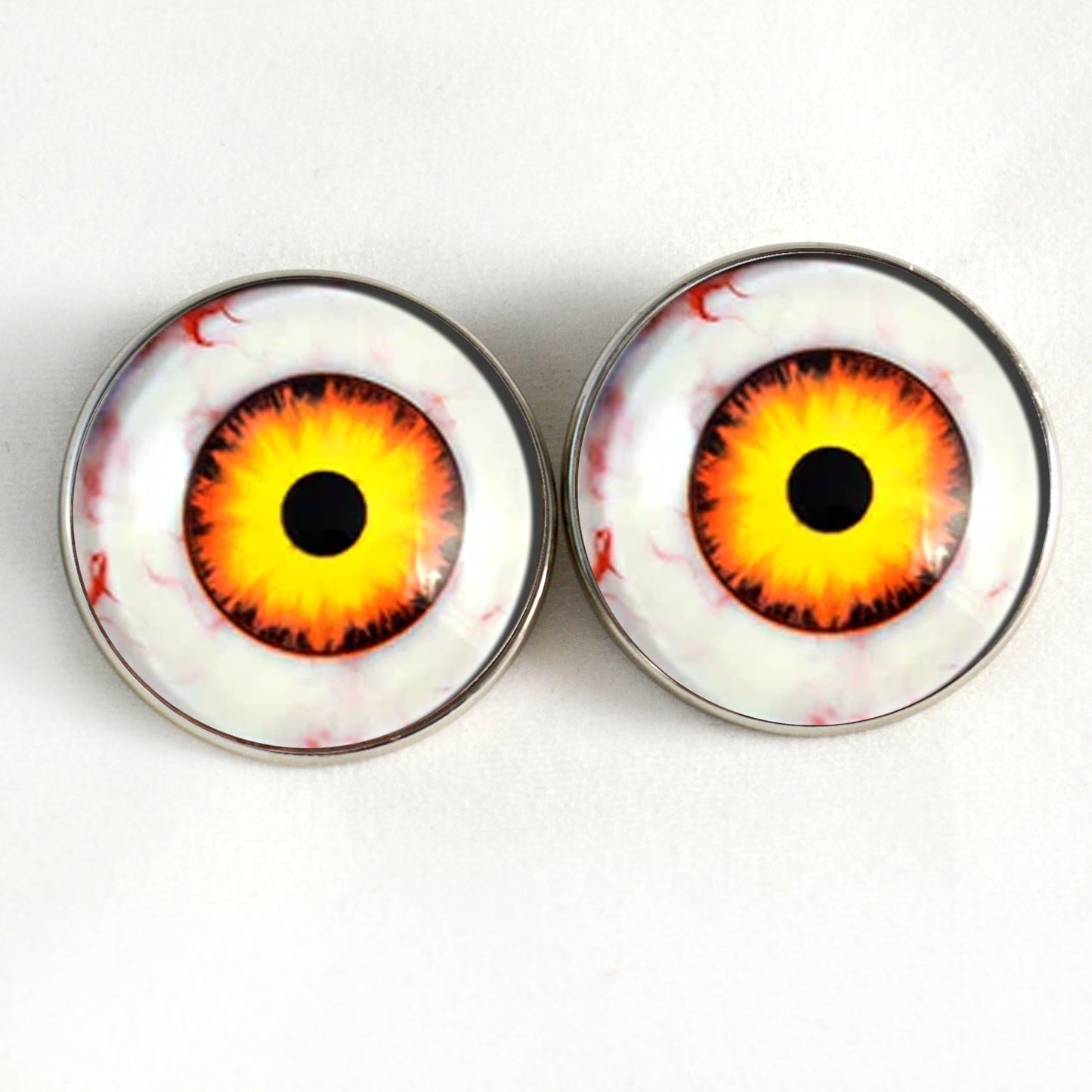 Nightmare Clown Yellow and Orange Sew-On Button Glass Eyes - Prismatic Fiber Arts