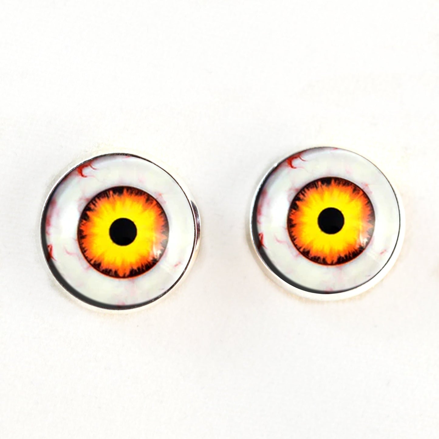 Nightmare Clown Yellow and Orange Sew-On Button Glass Eyes - Prismatic Fiber Arts