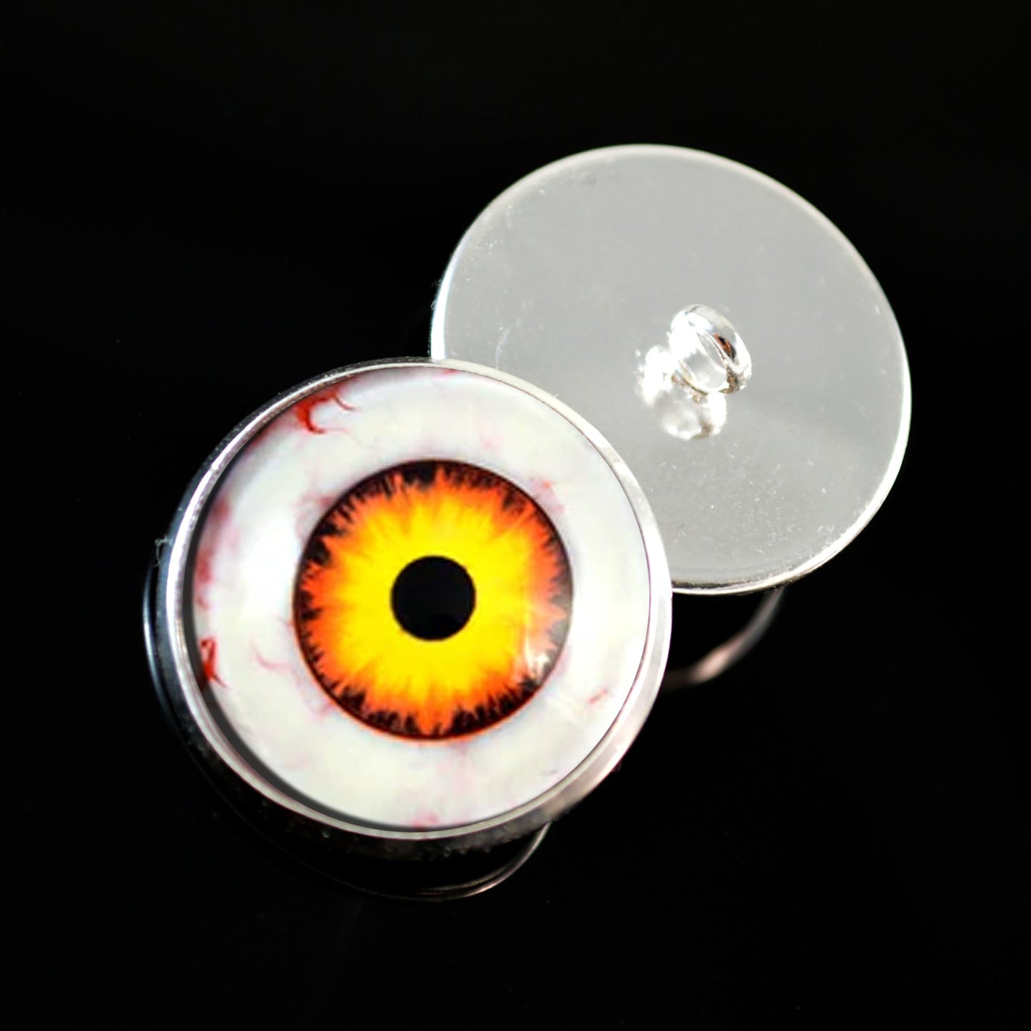 Nightmare Clown Yellow and Orange Sew-On Button Glass Eyes - Prismatic Fiber Arts