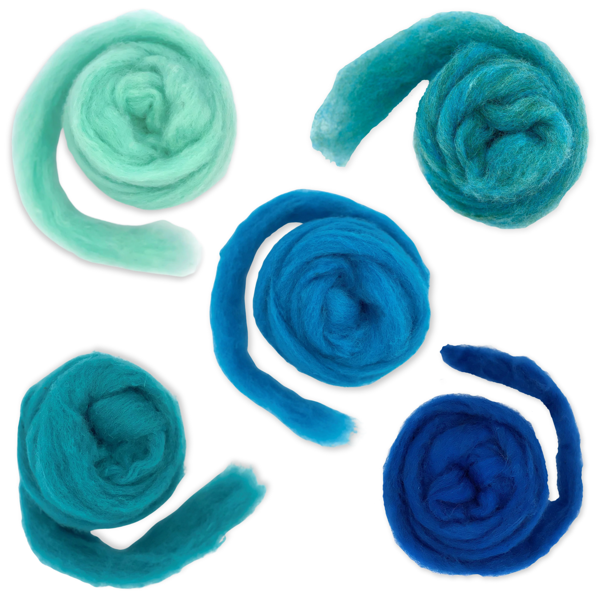 Deep Sea Carded Corriedale Wool Sliver Variety Pack - Prismatic Fiber Arts