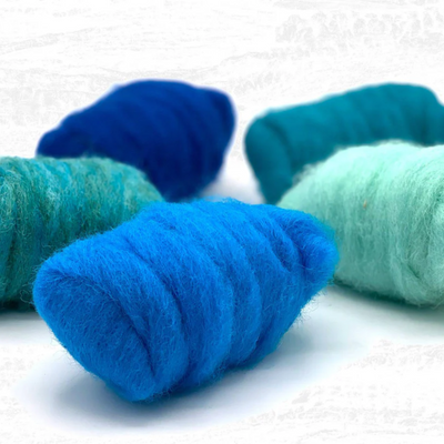 Deep Sea Carded Corriedale Wool Sliver Variety Pack - Prismatic Fiber Arts