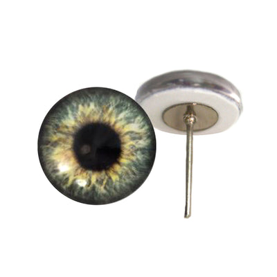 Olive Green Human Inspired Glass Eyes on Wire Pin Posts