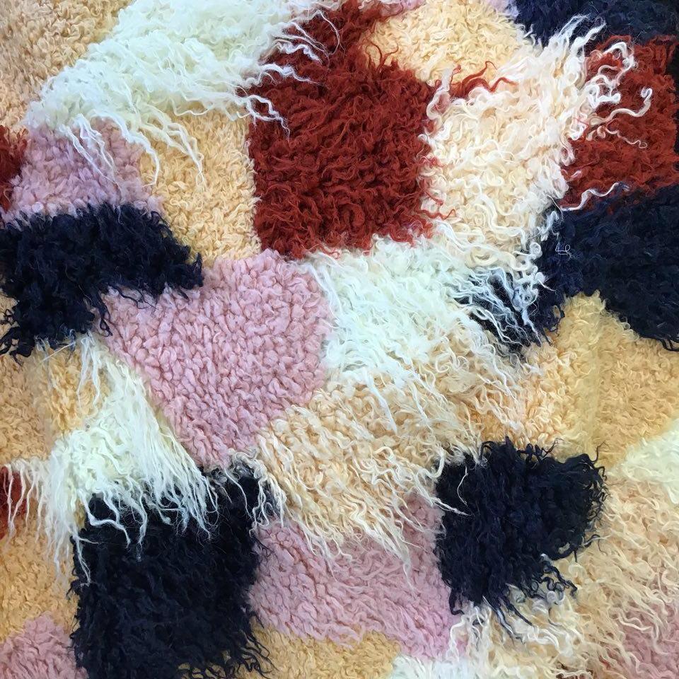 Curly Multicolor Patchwork Long Pile Faux Fur Fabric - Prismatic Fiber Arts