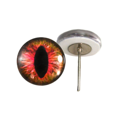 Pink and Brown Cat Glass Eyes on Wire Pin Posts