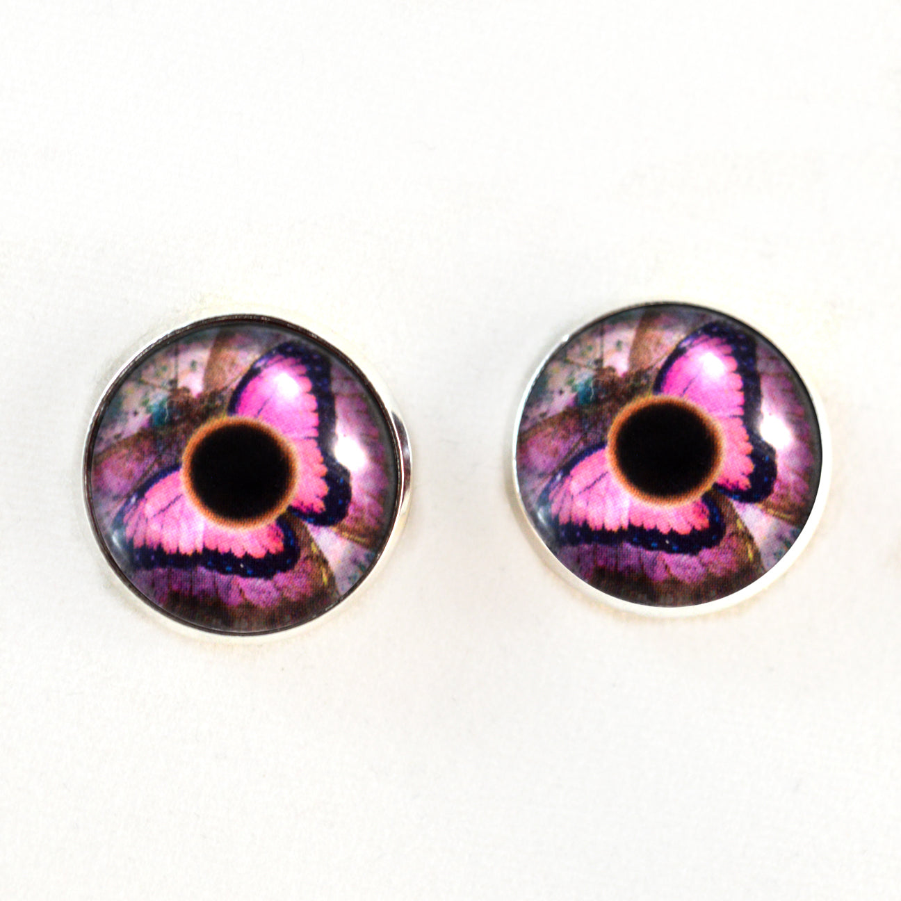 Pink Butterfly Sew-On Button Glass Eyes - Prismatic Fiber Arts